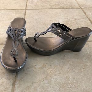 Mila Paoli Pewter Platform Sandals